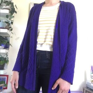 Pattern knitted cobalt blue cardigan